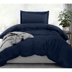 Utopia Bedding Twin Duvet Cover Set 2 Piece Navy Brushed Microfiber New‎